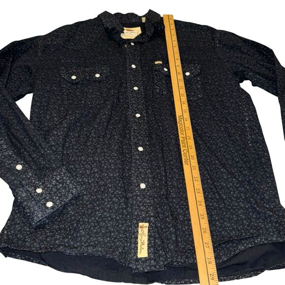 Larry Mahan Western Pearl Snap Shirt Mens L Black Floral Cowboy Rodeo Vintage - Picture 9 of 14